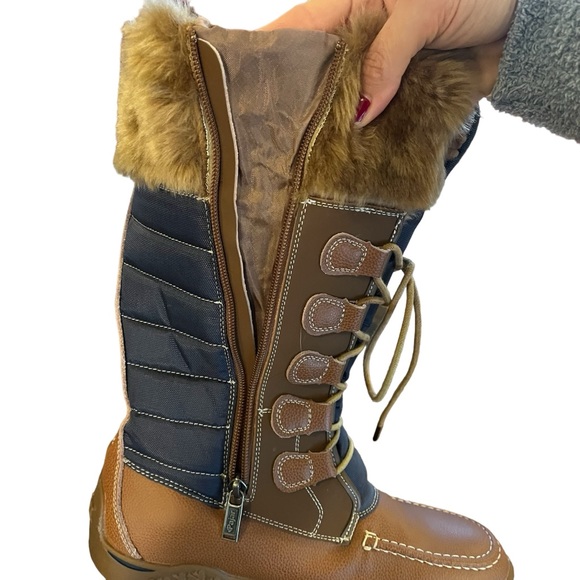 NWOT Pajar Canada waterproof leather textile faux fur sherpa lined boots 8 8.5 - Picture 6 of 14